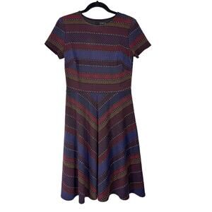 Vtg Y2K Sangria Dress Women's Size 6 striped Warm multicolor mini dress